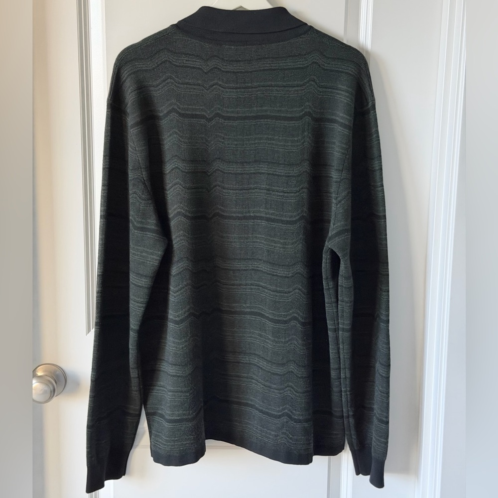 Mr P. Wool - Jacquard Green and Black Cardigan Sweater-Made in Italy - Picture 5 of 14